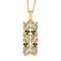 ALLORO AA Natürlicher Chromdiopsid und Zirkon-Anhänger mit 45cm Kette - 0,88 ct.