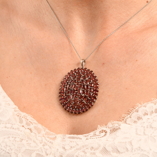 Roter Granat Schmuckset 925 Silber rhodiniert ca. 22,59 ct.