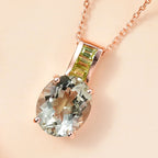 Prasiolite, Peridot Schmuckset 925 Silber 750 Roségold Vermei ca. 5,12 ct.