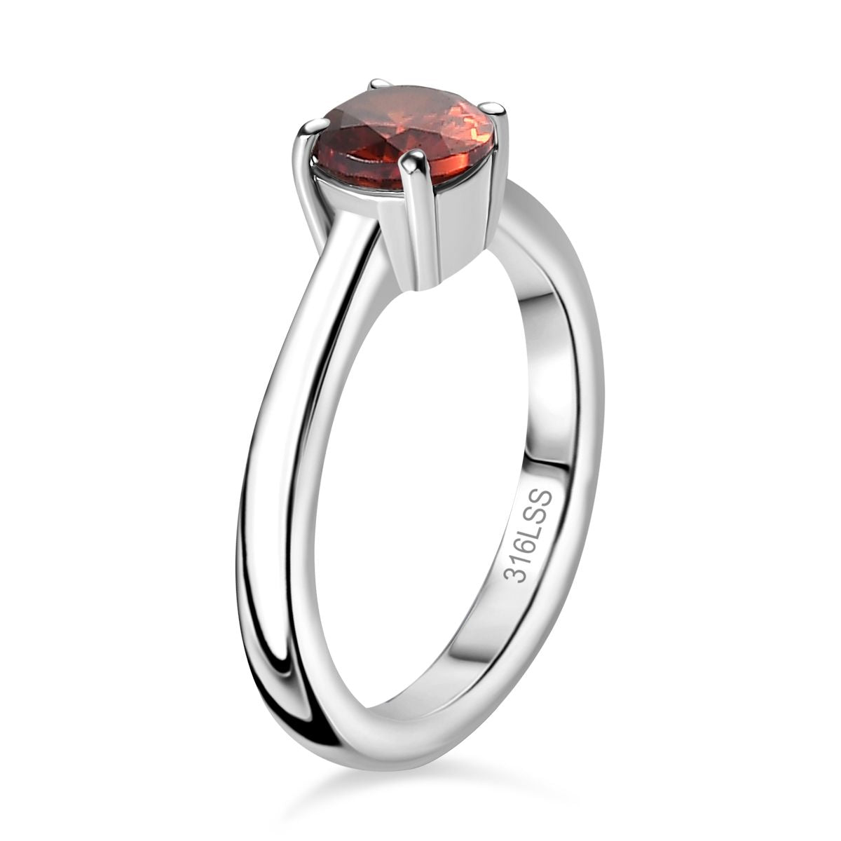 2er Set - Roter Zirkonia Anhänger mit Kette und Ring (Größe 17.00), Edelstahl