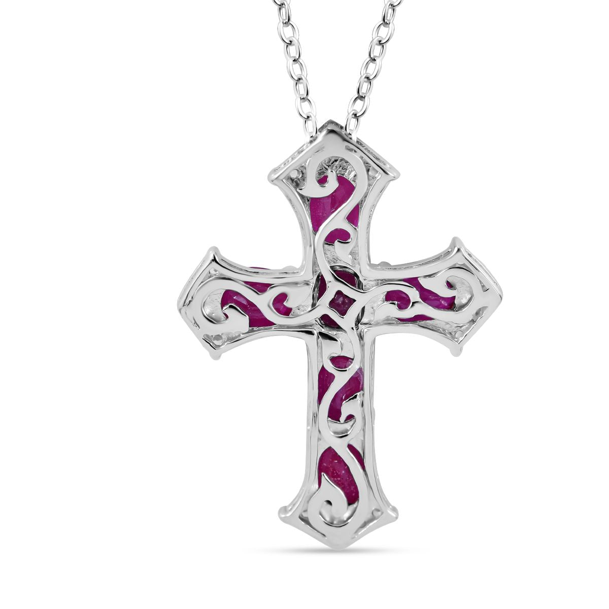 Rubin Stein Anhänger mit Kette, 925 Silber platiniert ca. 6.88 ct