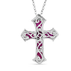Rubin Stein Anhänger mit Kette, 925 Silber platiniert ca. 6.88 ct