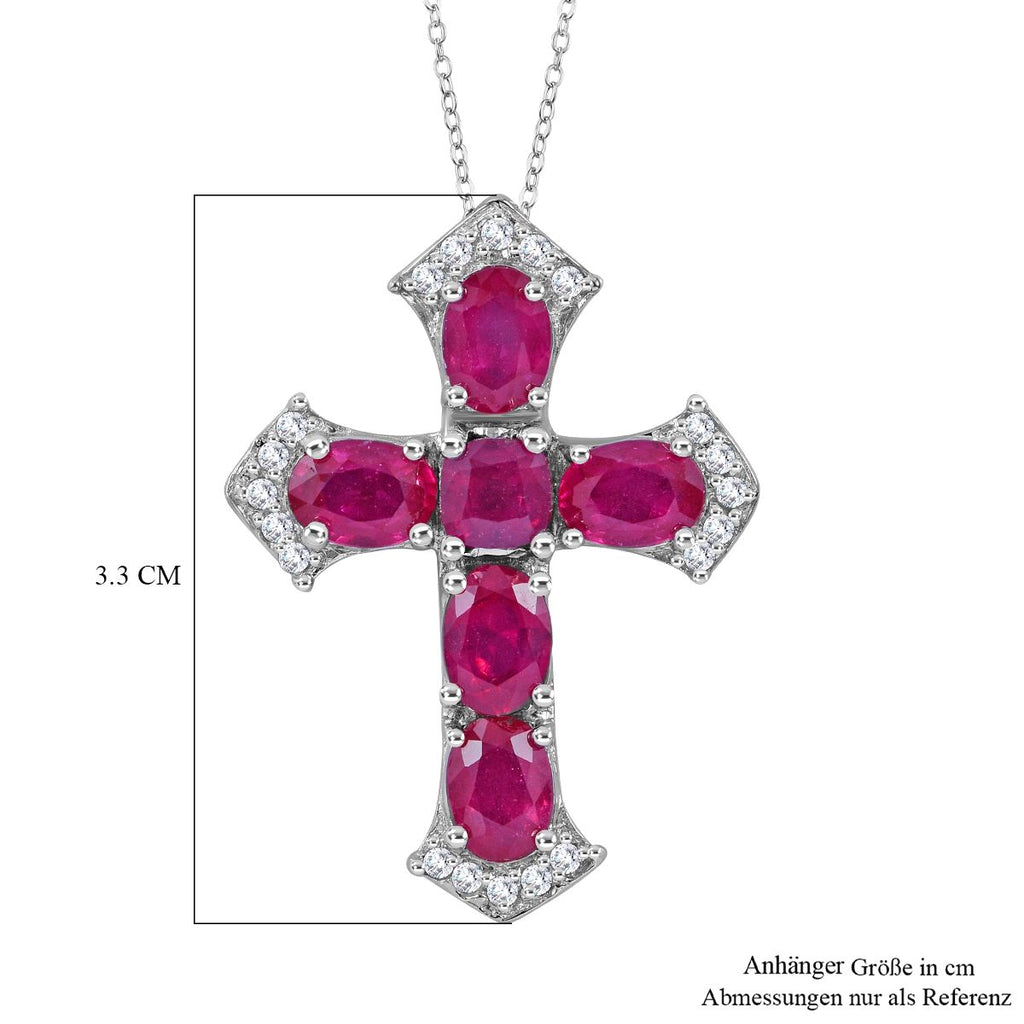 Rubin Stein Anhänger mit Kette, 925 Silber platiniert ca. 6.88 ct