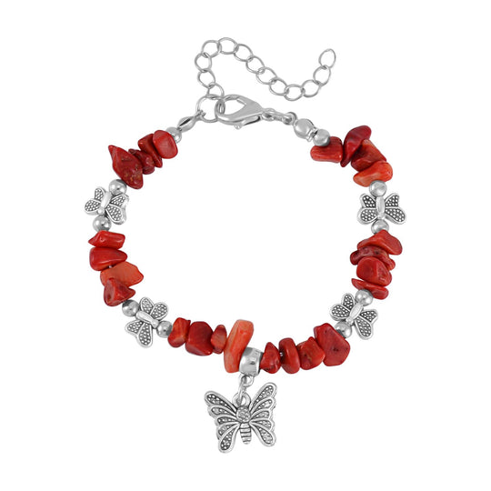 Blauer Howlit, Rote Koralle Schmuckset  Legierung Schwarz oxidiert ca. 161.00 ct