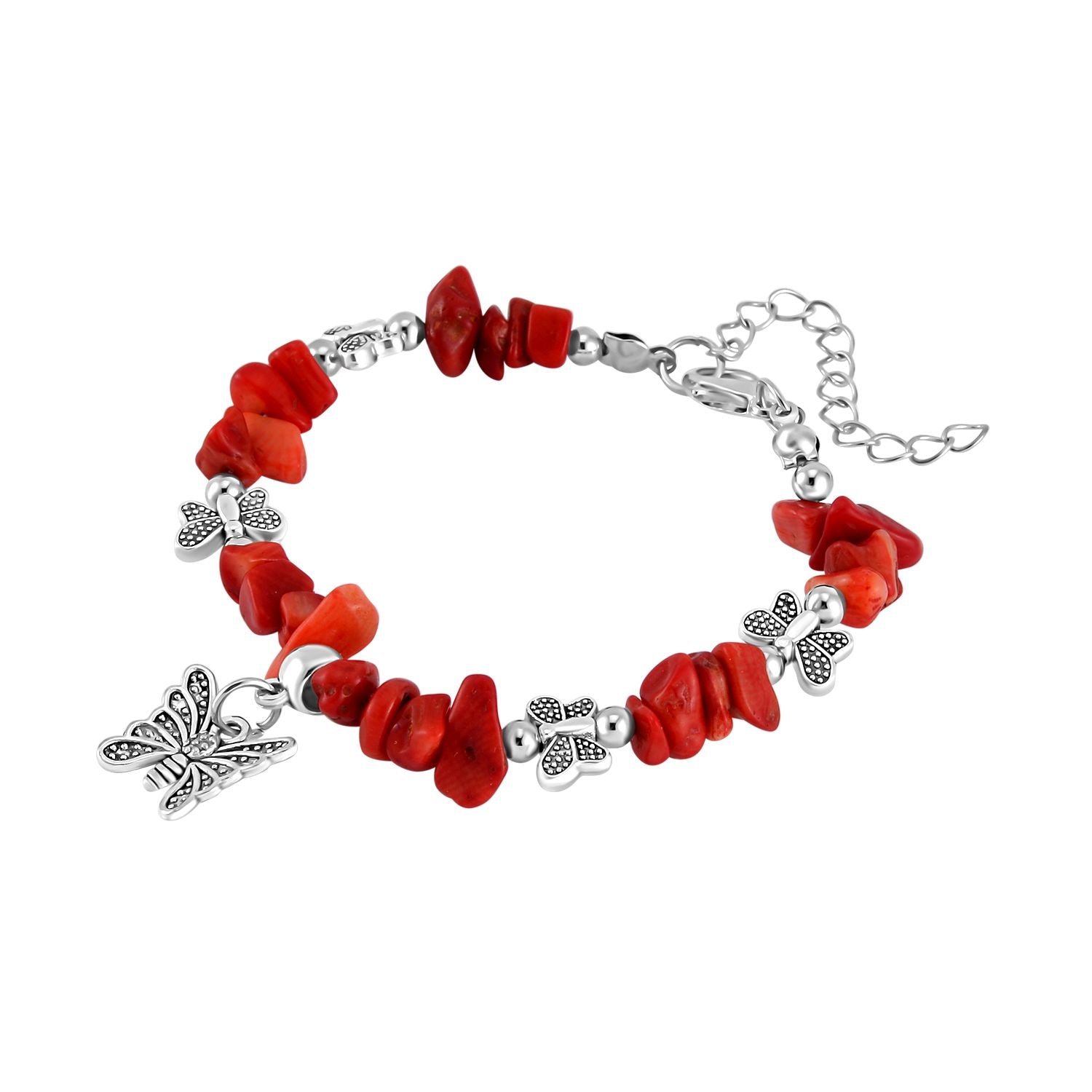 Blauer Howlit, Rote Koralle Schmuckset  Legierung Schwarz oxidiert ca. 161.00 ct