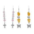 Rosenquarz, Gelber Opal Schmuckset Reiner Edelstahl Schwarz oxidiert und Legierung Schwarz oxidiert ca. 75.00 ct