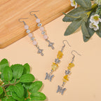 Rosenquarz, Gelber Opal Schmuckset Reiner Edelstahl Schwarz oxidiert und Legierung Schwarz oxidiert ca. 75.00 ct