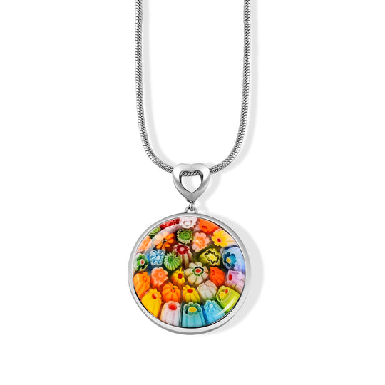 Murano-Stil Glas Anhänger mit Kette, 316L Edelstahl