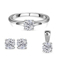 Moissanit Solitär Schmuckset, 925 Silber platiniert  - 1,77 ct.
