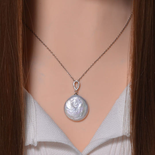 Weiße Keshi Perle, Weißer Zirkon Schmuckset 925 Silber, 925 Silber rhodiniert