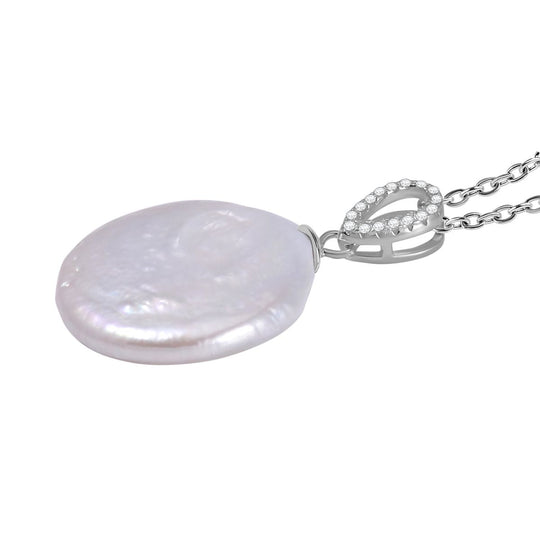 Weiße Keshi Perle, Weißer Zirkon Schmuckset 925 Silber, 925 Silber rhodiniert