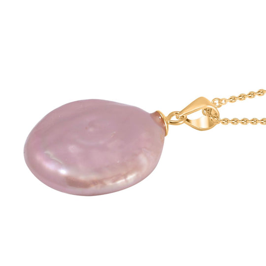 Lila Keshi (19-21mm) Perle Anhänger mit 45cm Kette, 925 Silber vergoldet