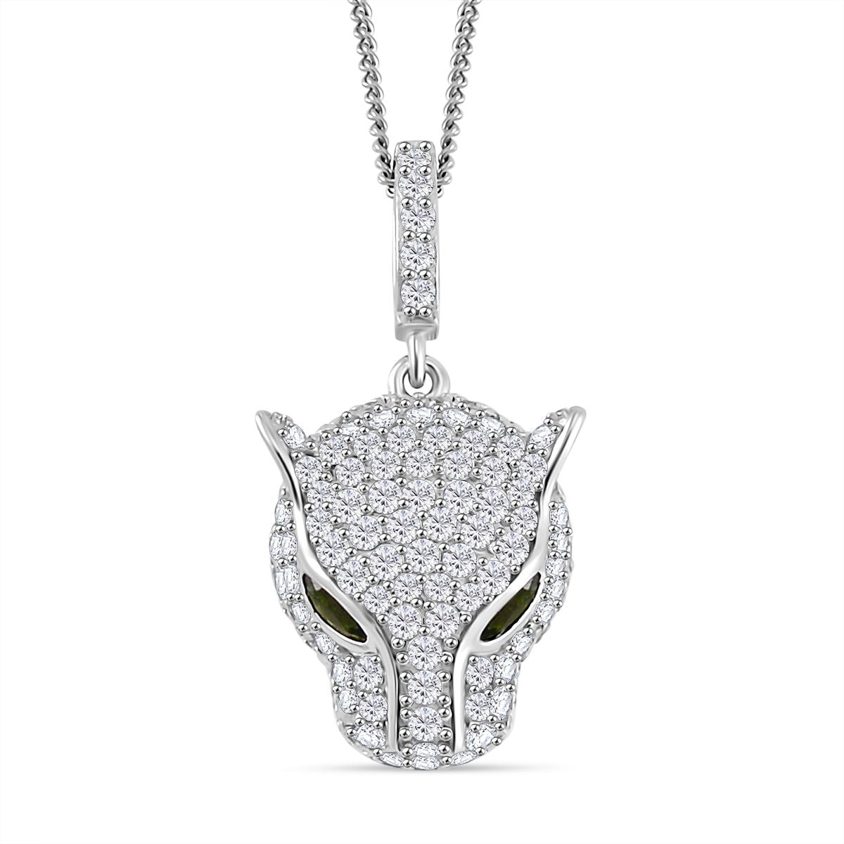 GP Natürlicher Chromdiopsid, Blauer Saphir Schmuckset 925 Silber platiniert, 925 Silber rhodiniert ca. 2,08 ct.