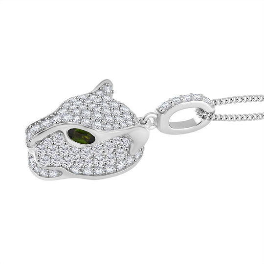 GP Natürlicher Chromdiopsid, Blauer Saphir Schmuckset 925 Silber platiniert, 925 Silber rhodiniert ca. 2,08 ct.