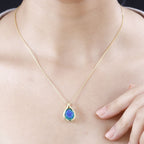 Pfau Quarz Triplette Schmuckset 925 Silber vergoldet ca. 4,67 ct.