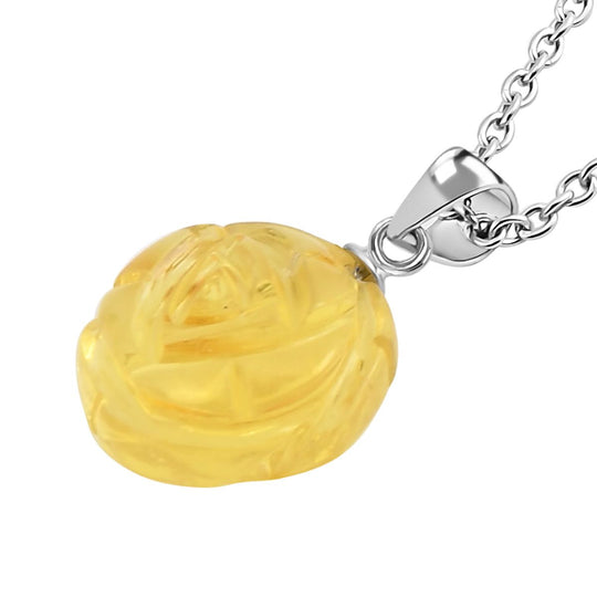 Natürlicher Bernstein Anhänger mit Kette, 925 Silber rhodiniert