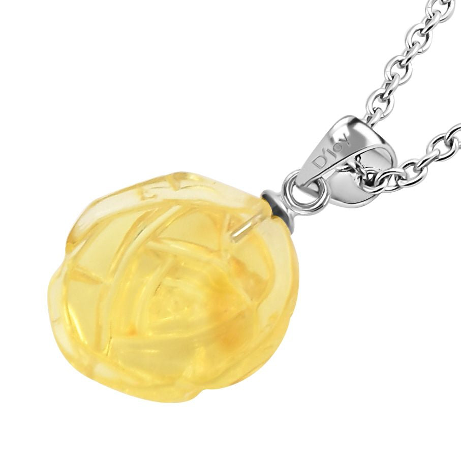 Natürlicher Bernstein Anhänger mit Kette, 925 Silber rhodiniert