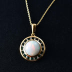 AA Natürlicher, äthiopischer Welo Opal, Smaragd Anhänger mit Kette, 925 Silber 750 Gelbgold Vermeil ca. 3.40 ct