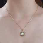 AA Natürlicher, äthiopischer Welo Opal, Smaragd Anhänger mit Kette, 925 Silber 750 Gelbgold Vermeil ca. 3.40 ct