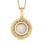 AA Natürlicher, äthiopischer Welo Opal, Smaragd Anhänger mit Kette, 925 Silber 750 Gelbgold Vermeil ca. 3.40 ct