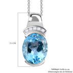 Himmelblauer Topas, Weißer Zirkon Anhänger mit Kette, 925 Silber rhodiniert ca. 5.37 ct
