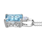 Himmelblauer Topas, Weißer Zirkon Anhänger mit Kette, 925 Silber rhodiniert ca. 4.57 ct