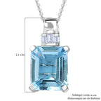 Himmelblauer Topas, Weißer Zirkon Anhänger mit Kette, 925 Silber rhodiniert ca. 4.57 ct