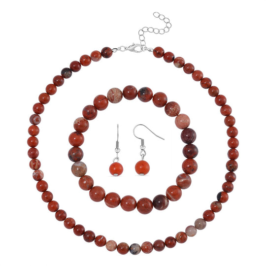 3er Set - Gelbe Tigerauge Halskette, Armband und Ohrringe, 316L Edelstahl ca. 323.50 ct
