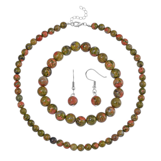 3er Set - Gelbe Tigerauge Halskette, Armband und Ohrringe, 316L Edelstahl ca. 323.50 ct