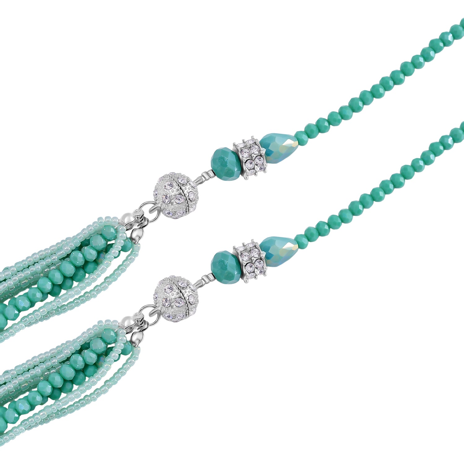 2er Set - Rot Kristall, Weißer Kristall Halskette und Ohrringe