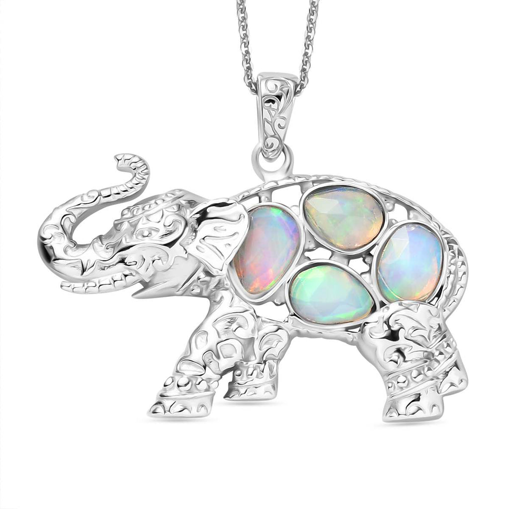 Natürlicher, äthiopischer Welo Opal Schmuckset 925 Silber rhodiniert ca. 1,78 ct.