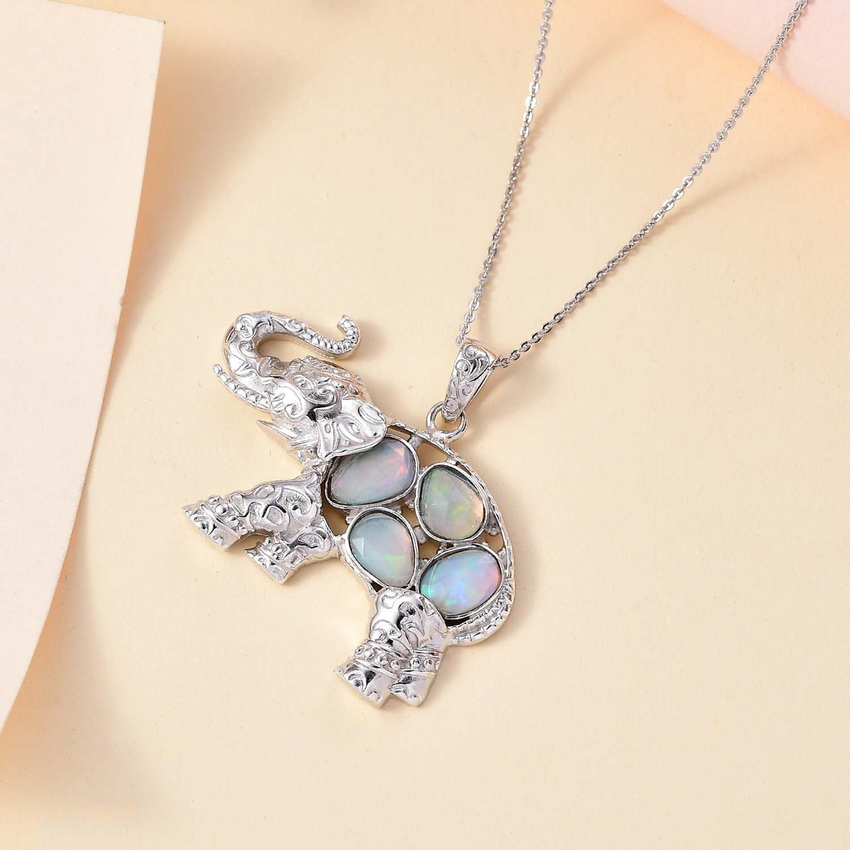 Natürlicher, äthiopischer Welo Opal Schmuckset 925 Silber rhodiniert ca. 1,78 ct.