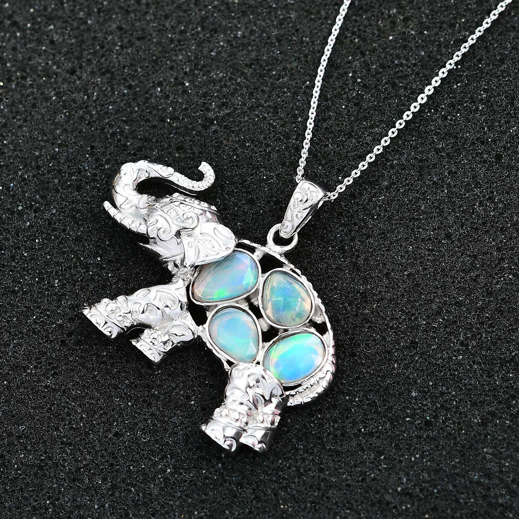 Natürlicher, äthiopischer Welo Opal Schmuckset 925 Silber rhodiniert ca. 1,78 ct.