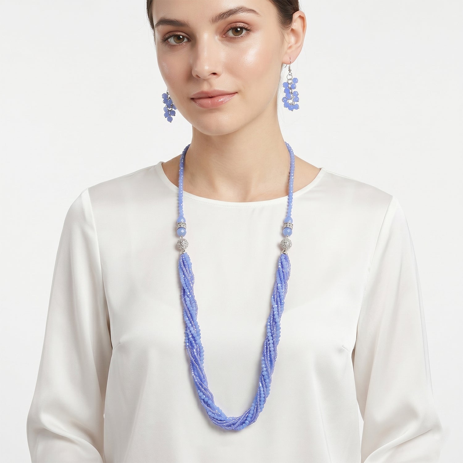 Lila Kristall, Weißer Kristall Schmuckset
