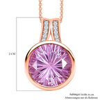 Rose De France Amethyst, Weißer Zirkon Schmuckset 925 Silber 750 Roségold Vermeil ca. 6.84 ct