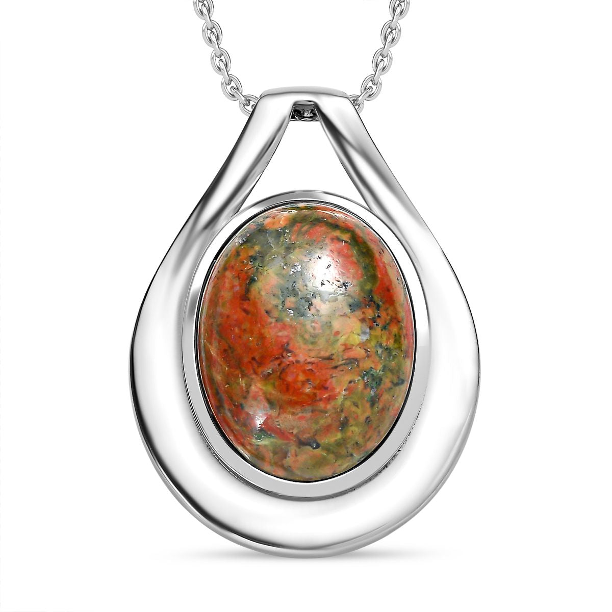 Unakite Schmuckset Edelstahl ca. 17,78 ct.