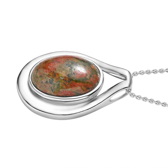 Unakite Schmuckset Edelstahl ca. 17,78 ct.