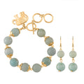 2er Set - Mehrfarbiger Amazonit Armband und Ohrringe, Reiner Edelstahl, vergoldet, ca. 185,00 ct.