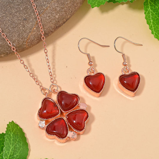 Roter Achat Schmuckset Legierung Std Rose