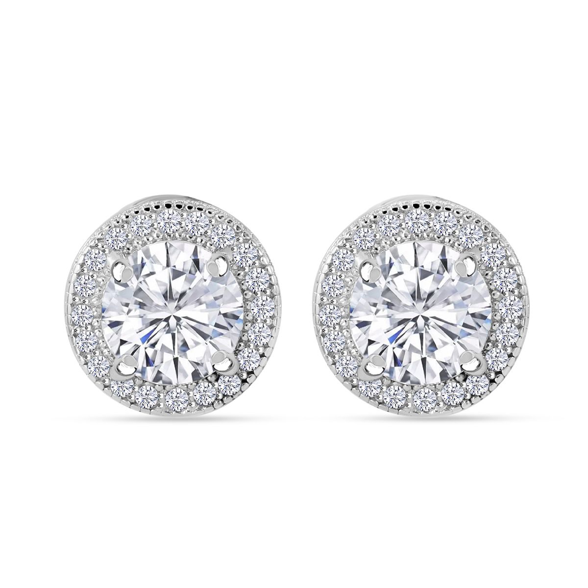 LUSTRO STELLA - 2er Set Weißer Zirkonia Schmuckset, 925 Silber rhodiniert