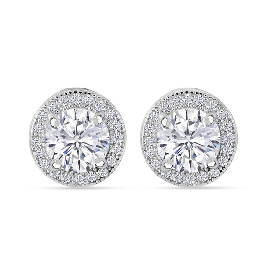 LUSTRO STELLA - 2er Set Weißer Zirkonia Schmuckset, 925 Silber rhodiniert