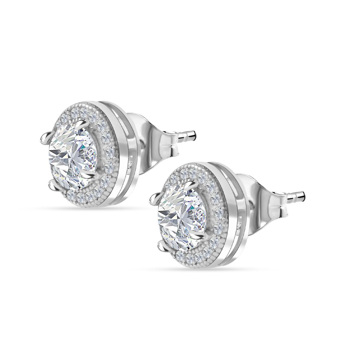 LUSTRO STELLA - 2er Set Weißer Zirkonia Schmuckset, 925 Silber rhodiniert