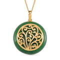 Grüne Jade Anhänger mit Kette 925 Silber Gelbgold Vermeil ca. 26.80 ct