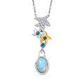 GP Sea Life Kollektion- AA äthiopischer Welo Opal, Chromdiopsid, Neon Apatit, Zirkon und blauer Saphir-Anhänger mit 45cm Kette - 1,33 ct.