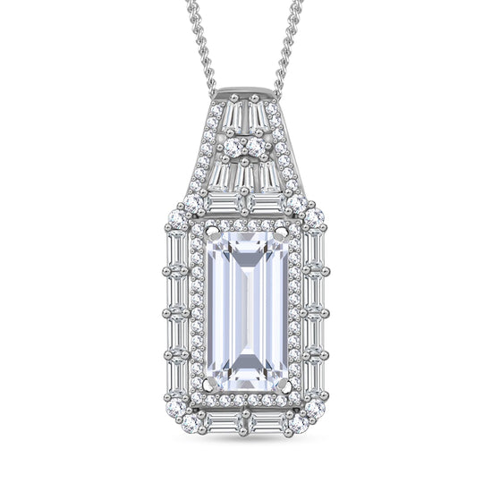 Moissanit Anhänger mit Kette, 925 Silber platiniert, 925 Silber rhodiniert ca. 3.94 ct