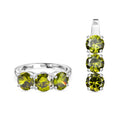 LUSTRO STELLA - 2er Set - Peridot Zirkonia Anhänger und Ring (Größe 17.00), 925 Silber