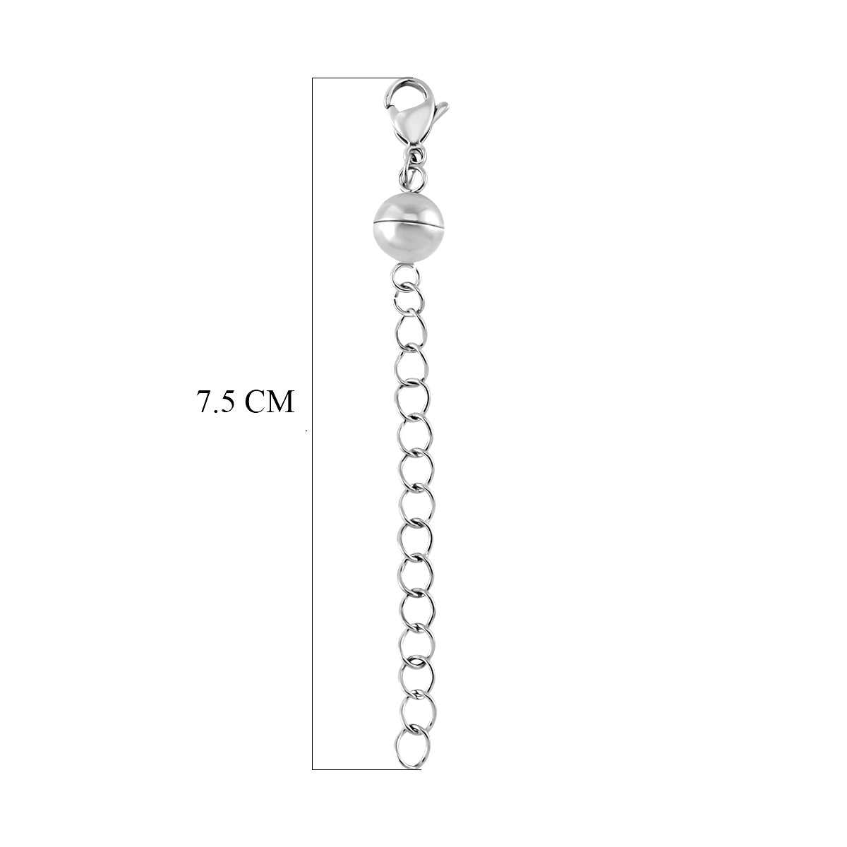 2er-Set Magnet-Karabinerverschluss mit 5cm Extender, Edelstahl rhodiniert