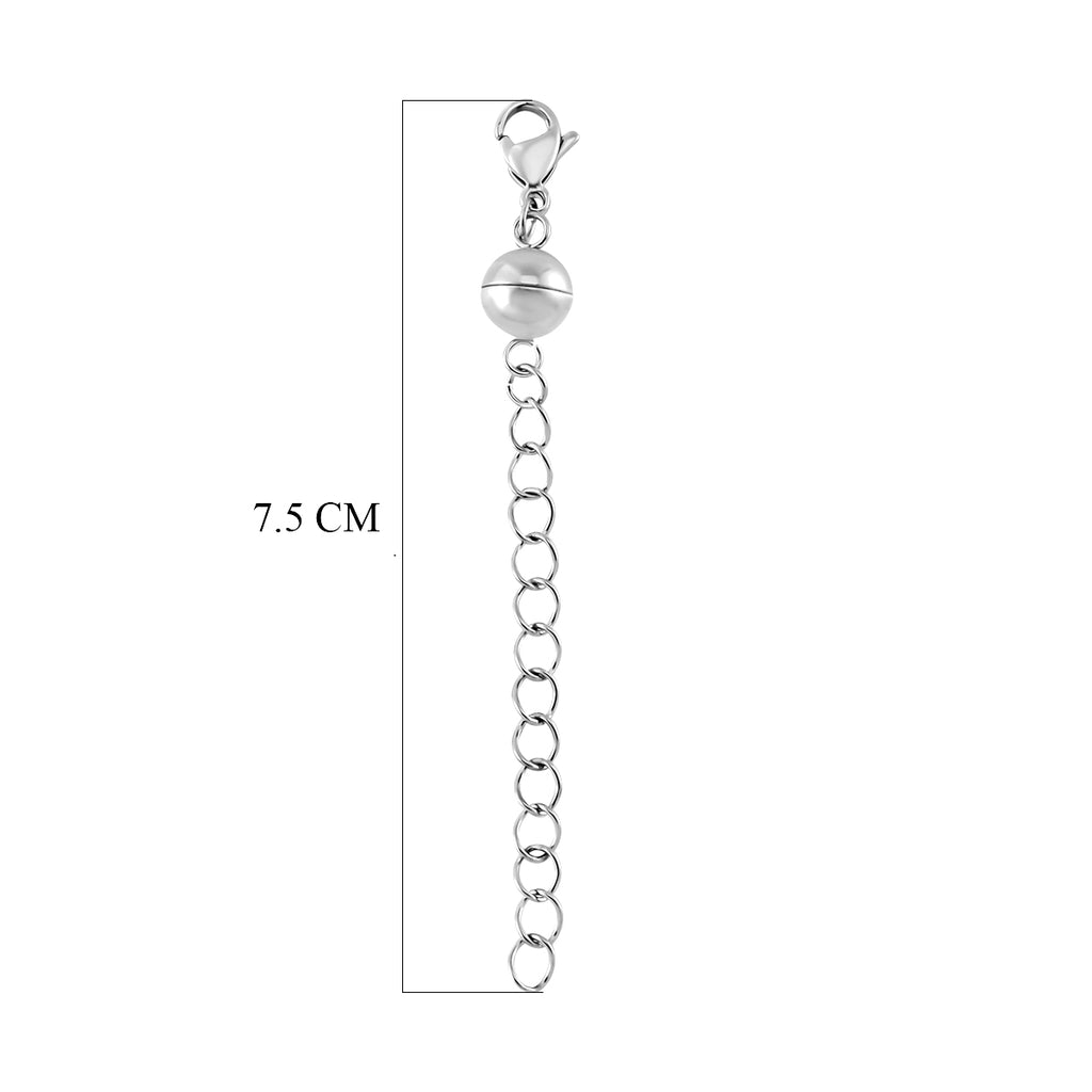 2er-Set Magnet-Karabinerverschluss mit 5cm Extender, Edelstahl rhodiniert