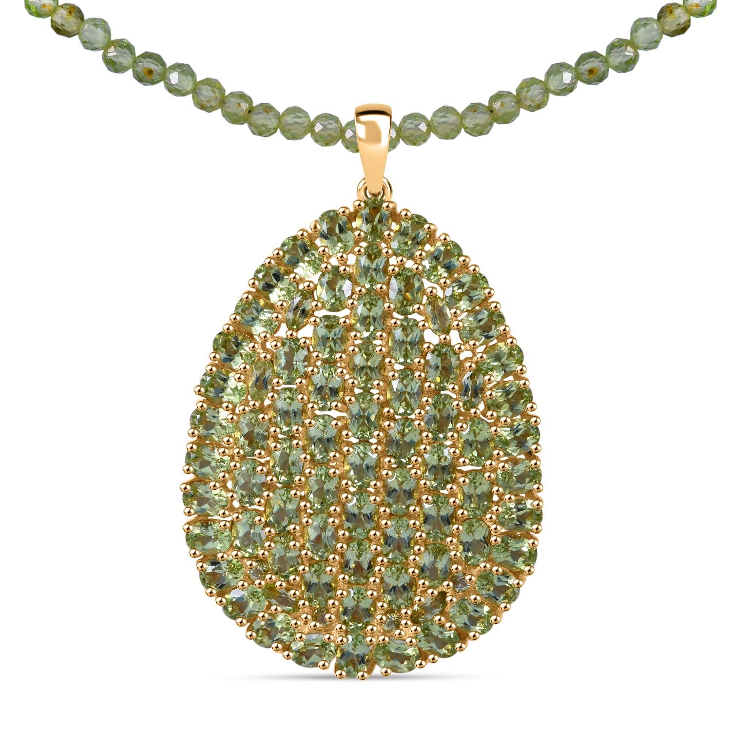 AA Peridot Anhänger mit Kette ca. 45 cm, 925 Silber Gelbgold Vermeil ca. 43.80 ct