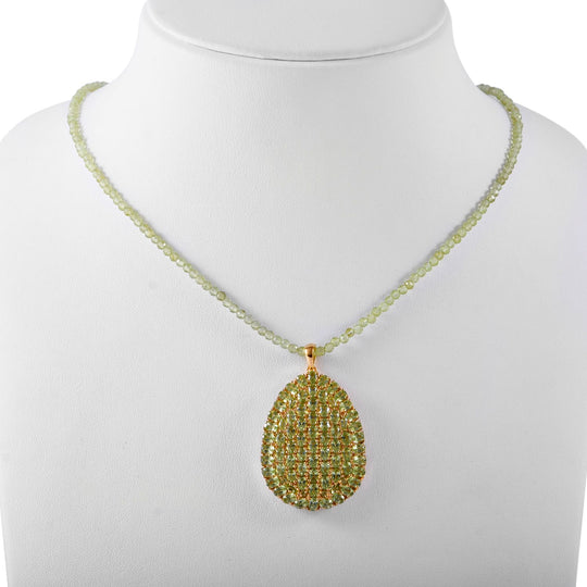 AA Peridot Anhänger mit Kette ca. 45 cm, 925 Silber Gelbgold Vermeil ca. 43.80 ct